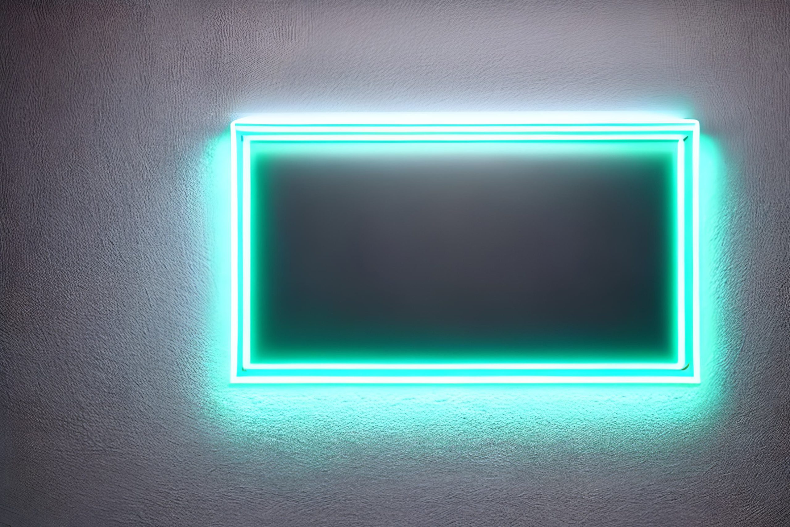 bright blue rectangle neon at the wall backdrop and background.