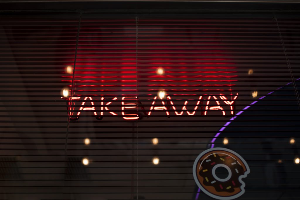 take away arrangement with lights doughnut